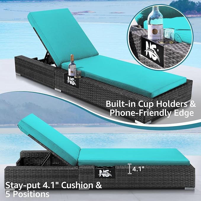 NICESOUL 13 Piece Outdoor Furniture with Fire Pit, Large Patio Couch Set with Fire Pit Table & Chaise Lounge, Modular Sectional Patio Sofa 500 lbs Heavyduty 10-Seat Group, Gray & Turquoise