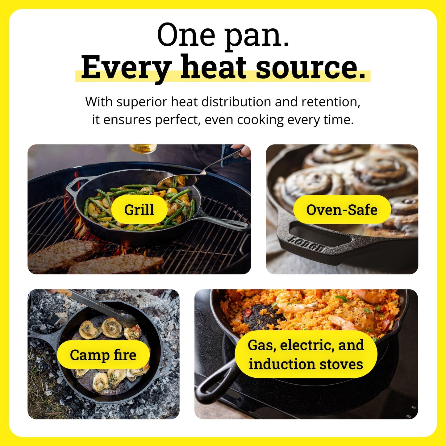 Lodge Seasoned Cast Iron Skillet - PFAS-Free, Non-Toxic Cookware - Use with an Oven, Stove, Grill, or Campfire - Naturally Non-Stick & Oven Safe - 6.5 Inches
