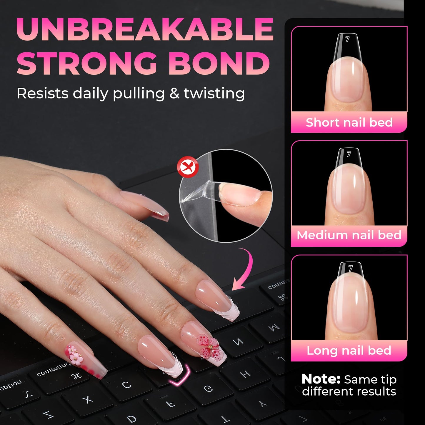 UNA GELLA Coffin Nails Tips: 360Pcs Soft Gel Nail Tips Coffin Medium Pre-Etched Half Matte Full Cover Coffin Press on Nails Clear Acrylic False Nails for Nail Extensions Home DIY Salon 15 Sizes