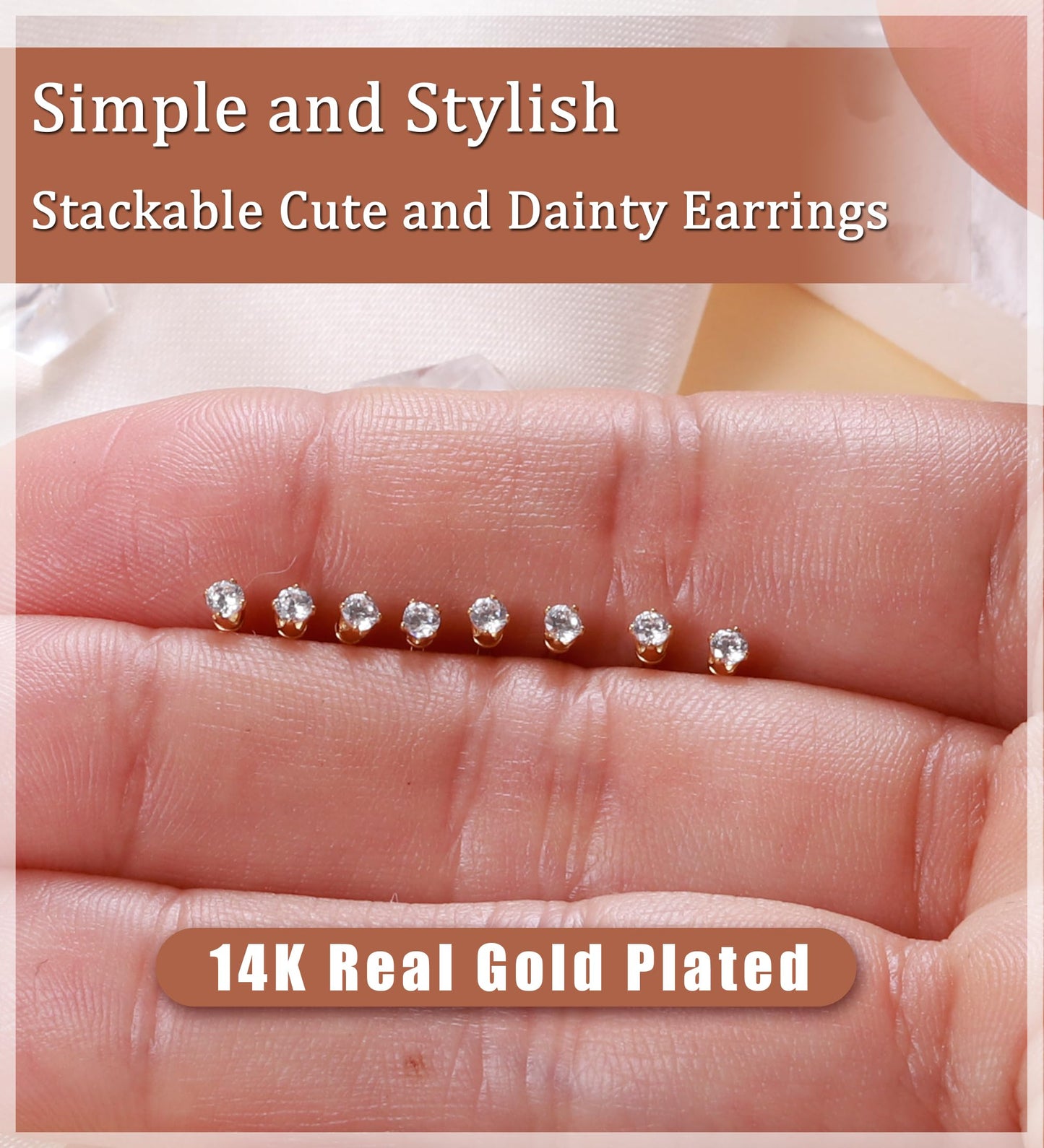 TUPMI 4Pairs 2MM Flatback Stud Earrings for Women Girls Tiny CZ Stud Earring Stainless Steel Hypoallergenic Handmade Screw Back Earrings Set
