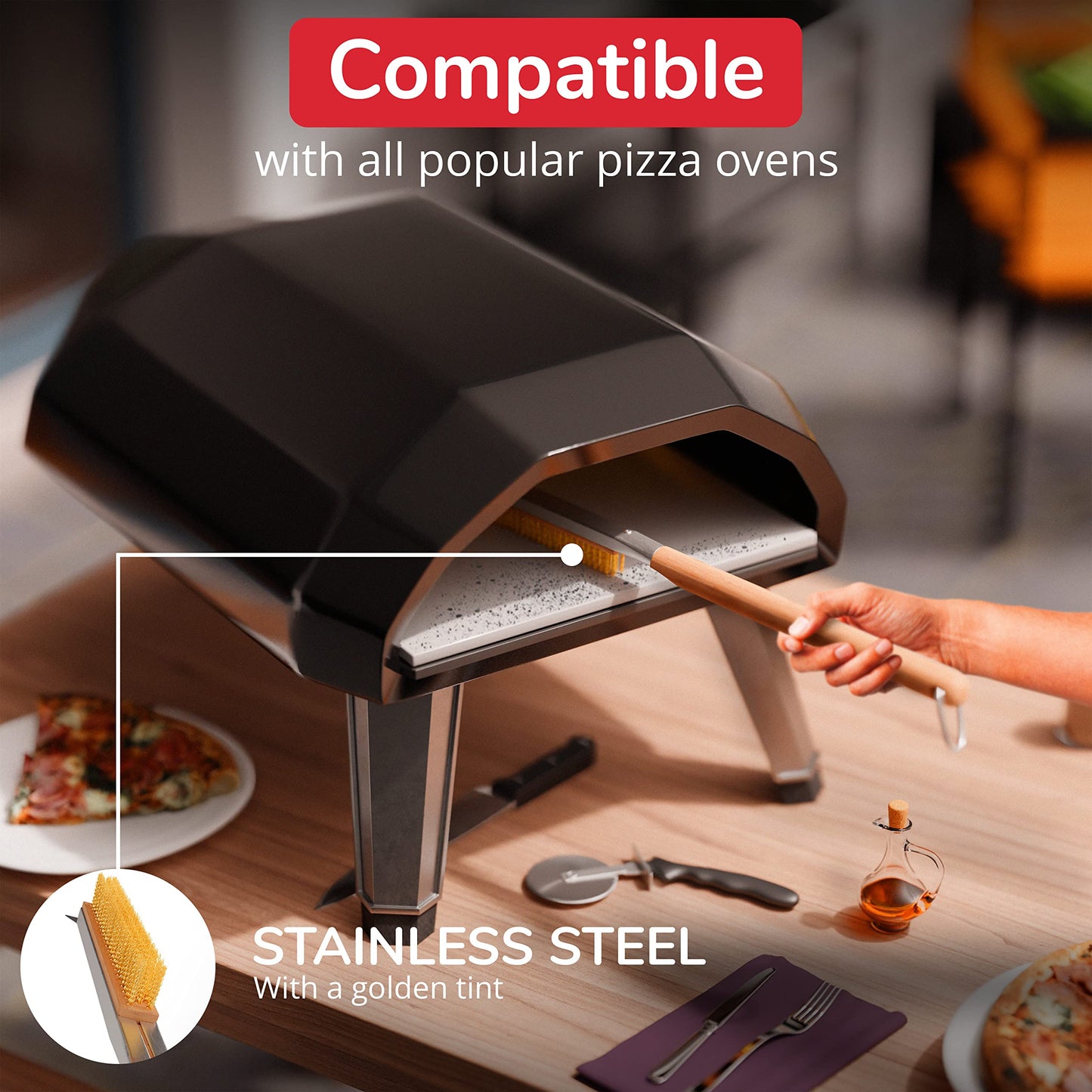 Senwosa Premium Pizza Oven Accessories Kit - 6-Piece Set for Home Pizza Making: Includes Pizza Peel, Oven Brush, Bubble Popper Turner, Rocker Cutter, Dough Roller & Scraper