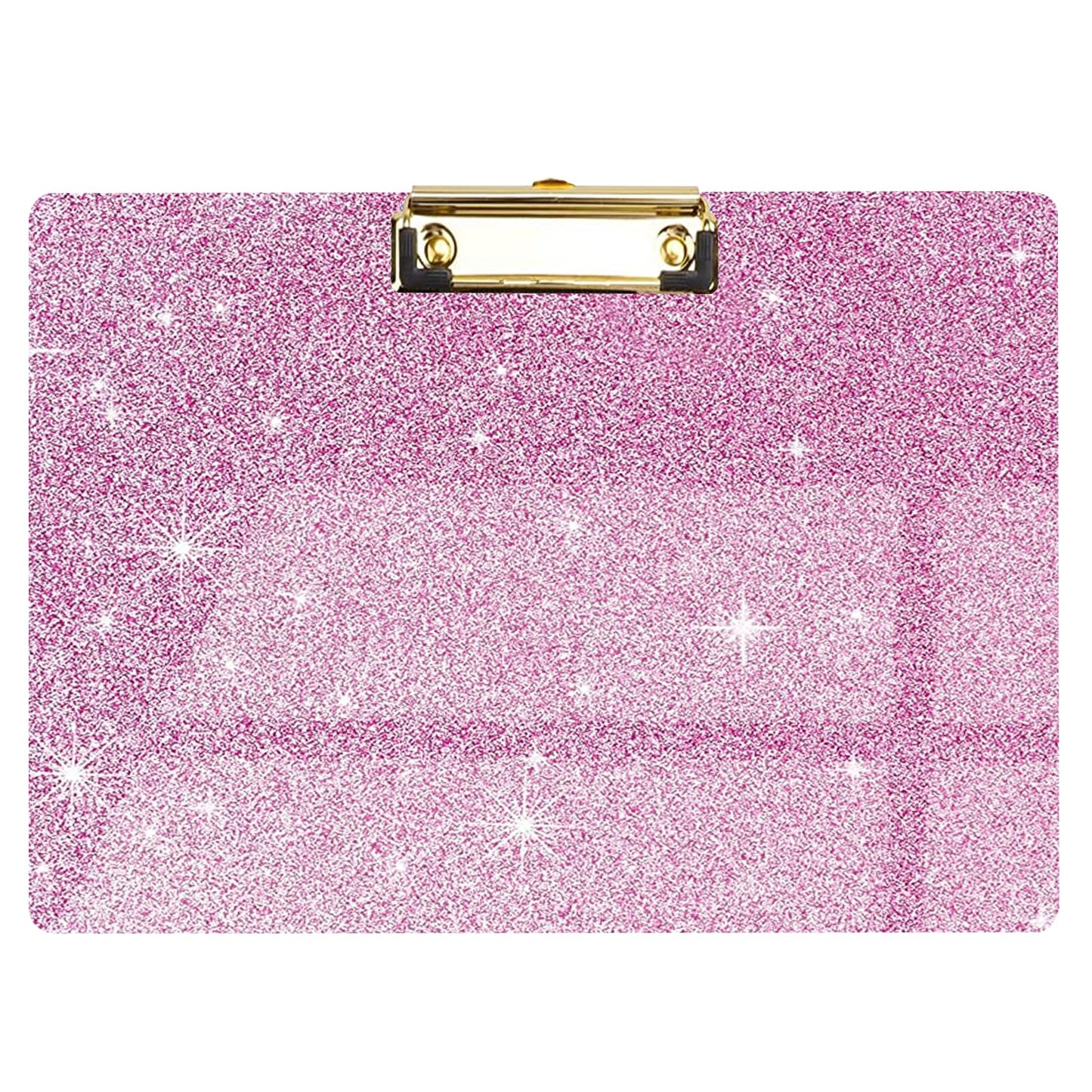 Glitter Acrylic Clipboard Horizontal, A4 Letter Standard Size, Cute Clipboards with Low Profile Clip for Drawing, Office Art Supplies - Warm Pink（9" x 12.5"）