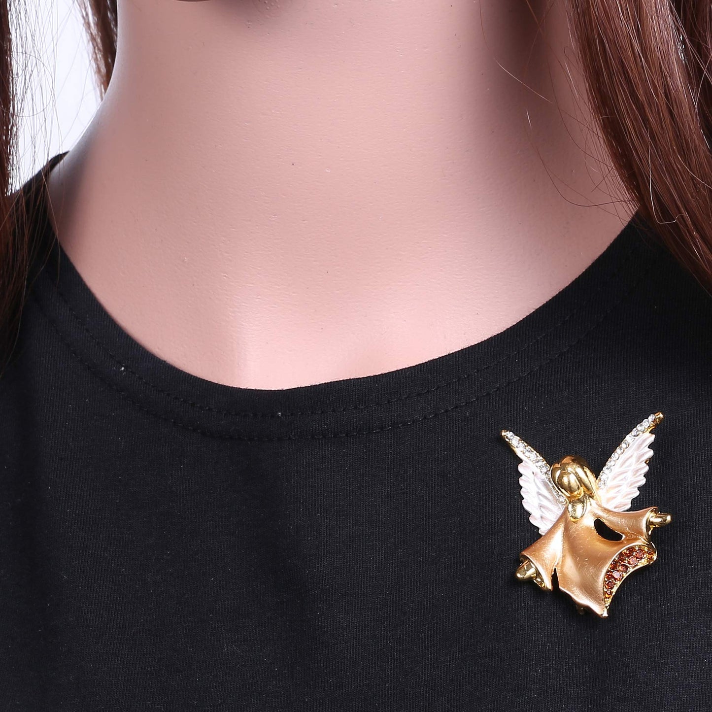 Connie Cloris Women Crystal Angel Brooch Pin (Coffee - Angel - F02)