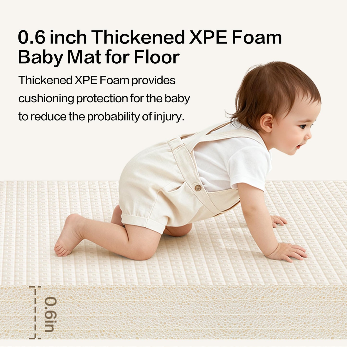 BEIESTATE Baby Play Mat for Floor, Extra Large 79" x 55", 0.6” Thickened XPE Foam Cushion, Seamless No-Gap Design, Waterproof Non-Slip Tummy Time Crawling Surface, Reversible for Infants & Toddlers