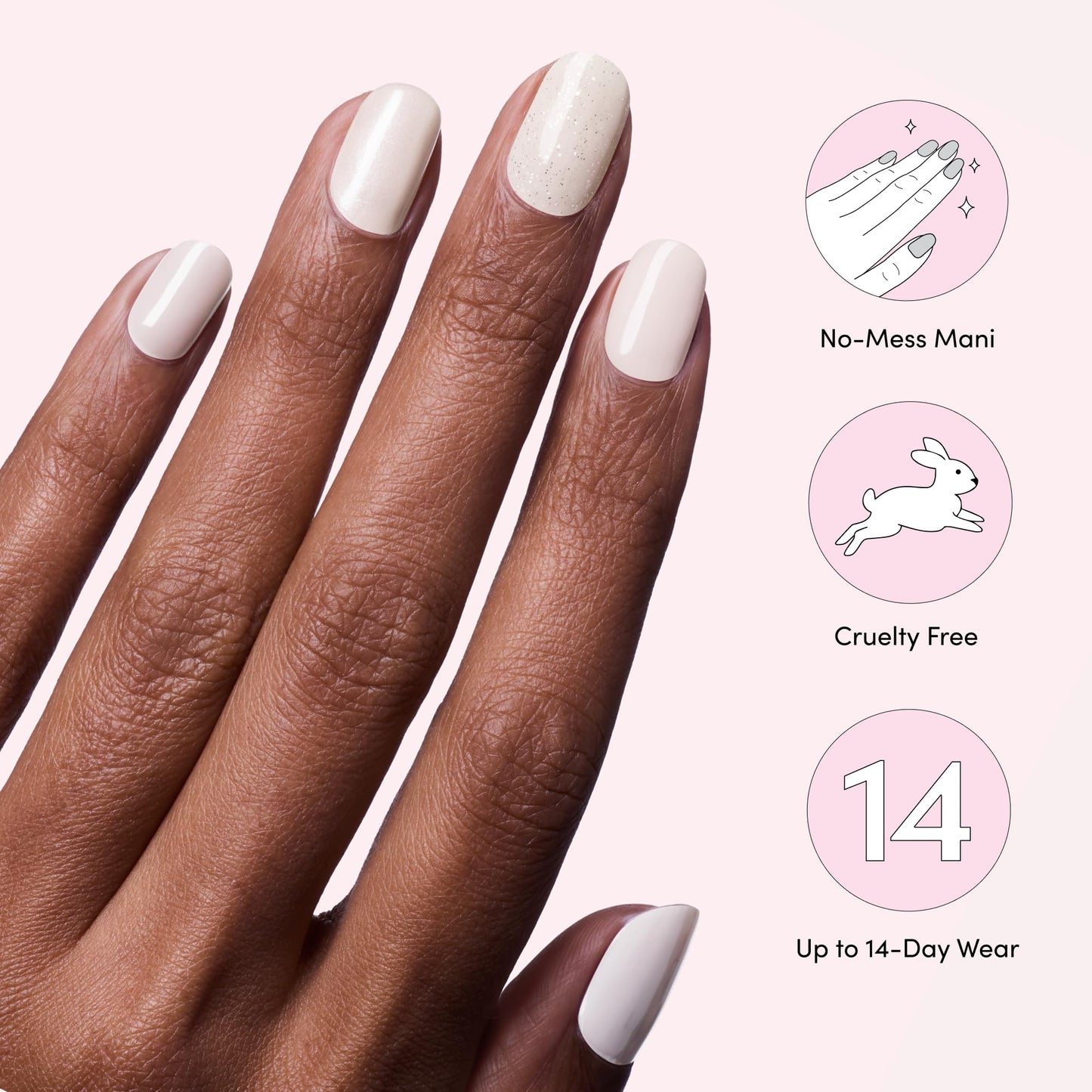 Dashing Diva Gloss Nail Strips 5-in-1 Kit - Best of Blancs - UV Free, Chip Resistant, Long Lasting Gel Nail Stickers - Contains 110 wraps, 5 prep pads, 2 nail files