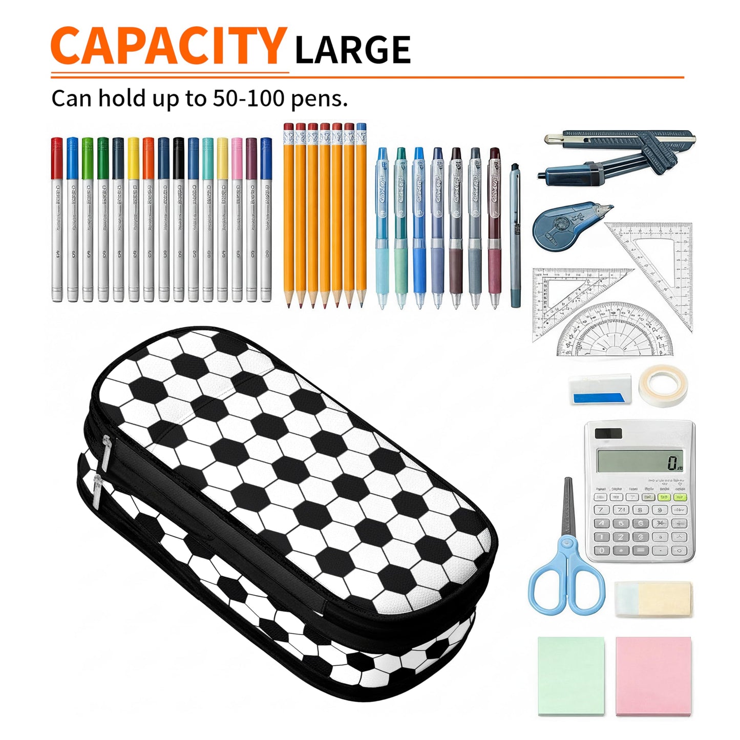 SnuggleHive Soccer Ball Pencil Case for Boys & Kids,Large Capacity Expandable Pencil Pouch with Double Zippers & Compartments,Cool Sport Stationery Organizer Pencil Box for School Students & Gift