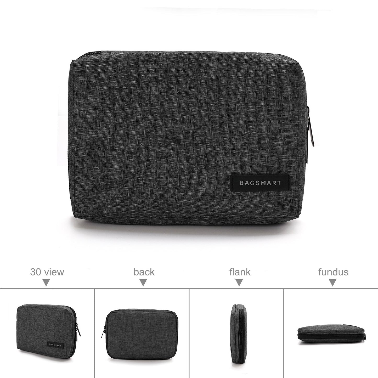 BAGSMART Electronics Organizer Travel Case, Small Cord Bag for Travel Essentials, Tech bag for Men Women, Cable Organizer for Phone, SD Card, Black