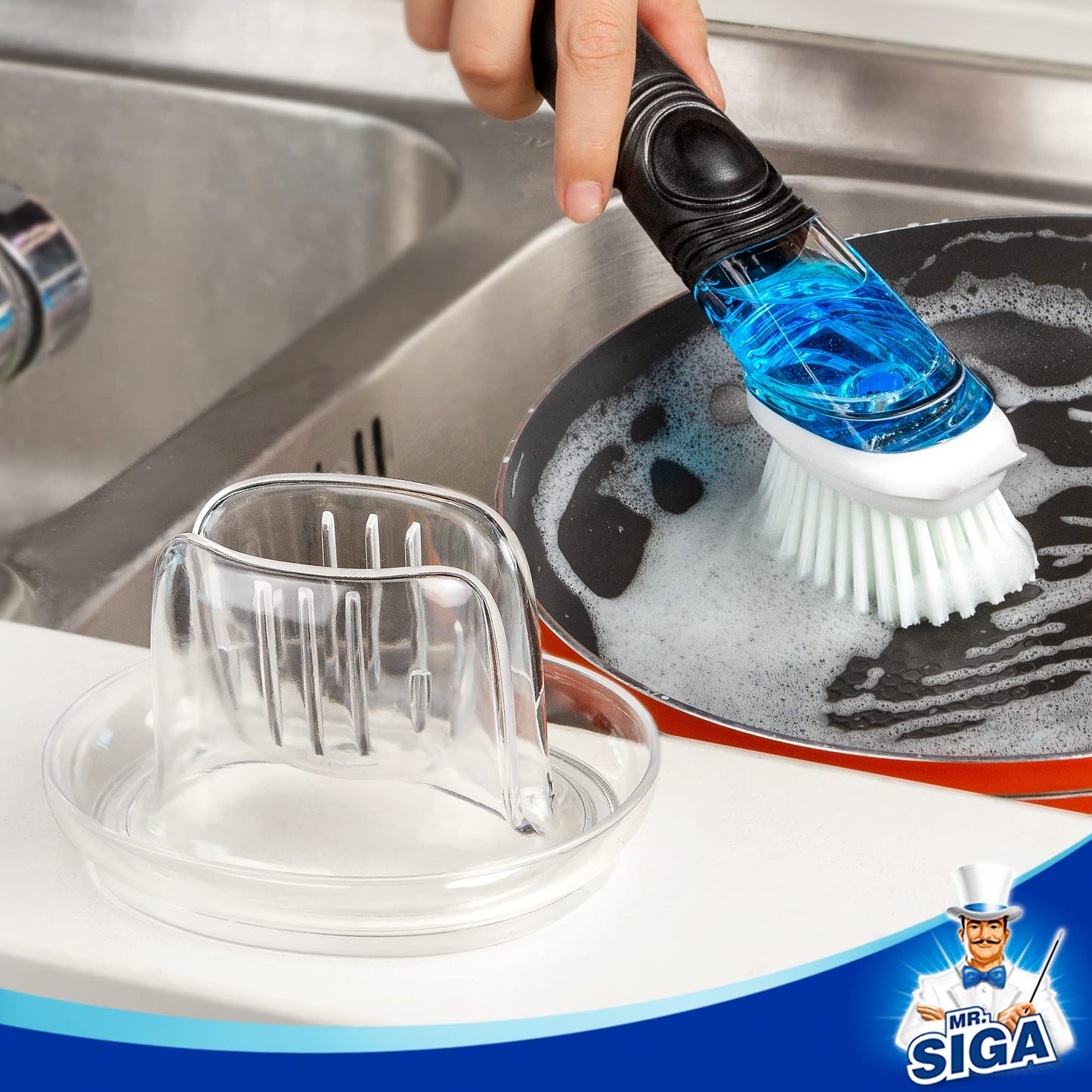 MR.SIGA Soap Dispensing Dish Brush Refills, 4 Pack