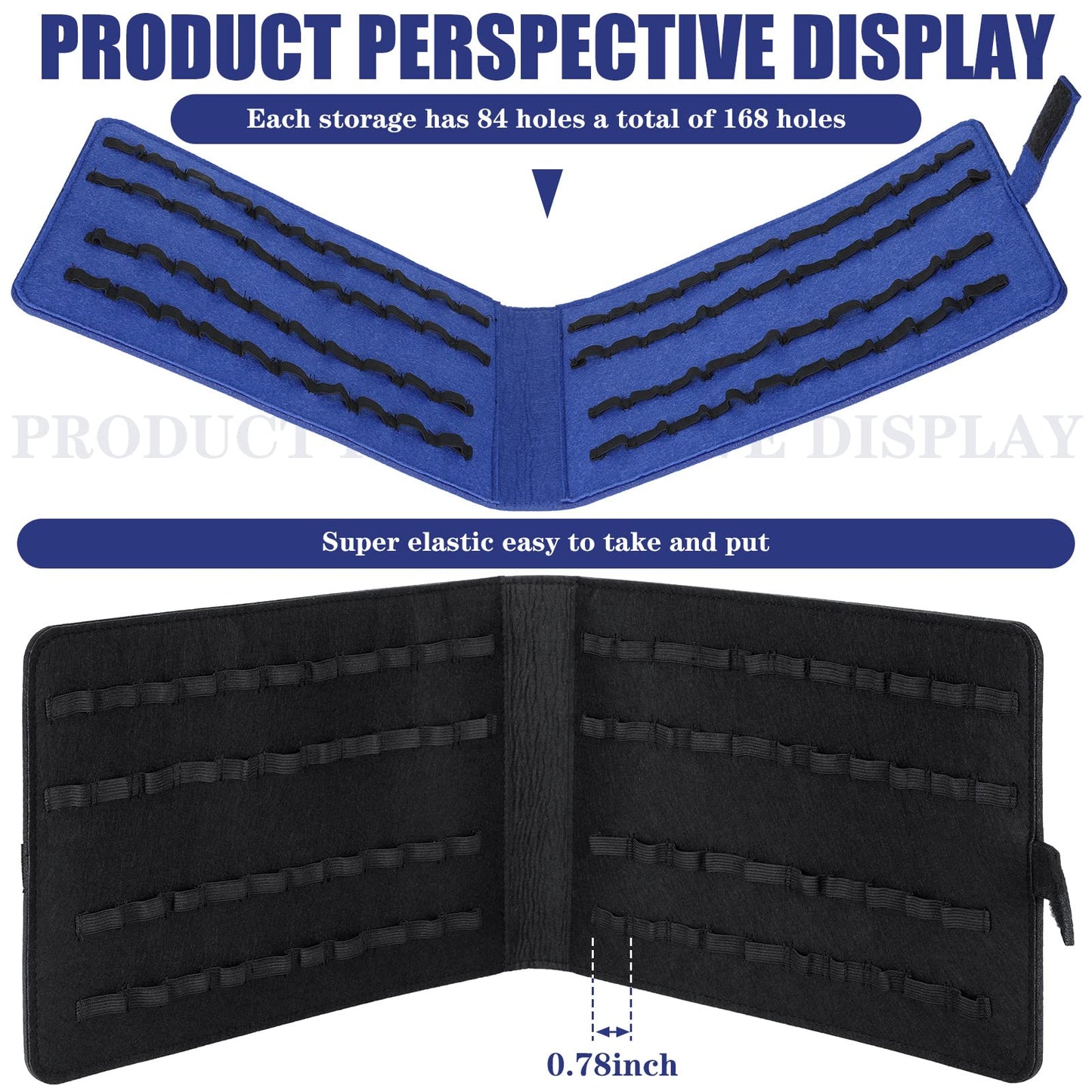 Eaasty 2 Pack Homeopathy Organizer Box Foldable Case Homeopathy Kit Storage Pouch Organizer Case Box Kit for 84 Tubes Home Travel Use, Black and Blue