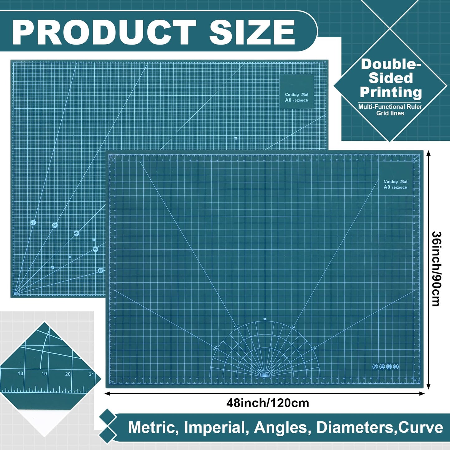 Pangda 36 x 48 Inch Large Self Healing Cutting Mat Extra Thick Double Sided Sewing Mat with Grid for Crafting, Quilting, Fabric, Precision Cutting