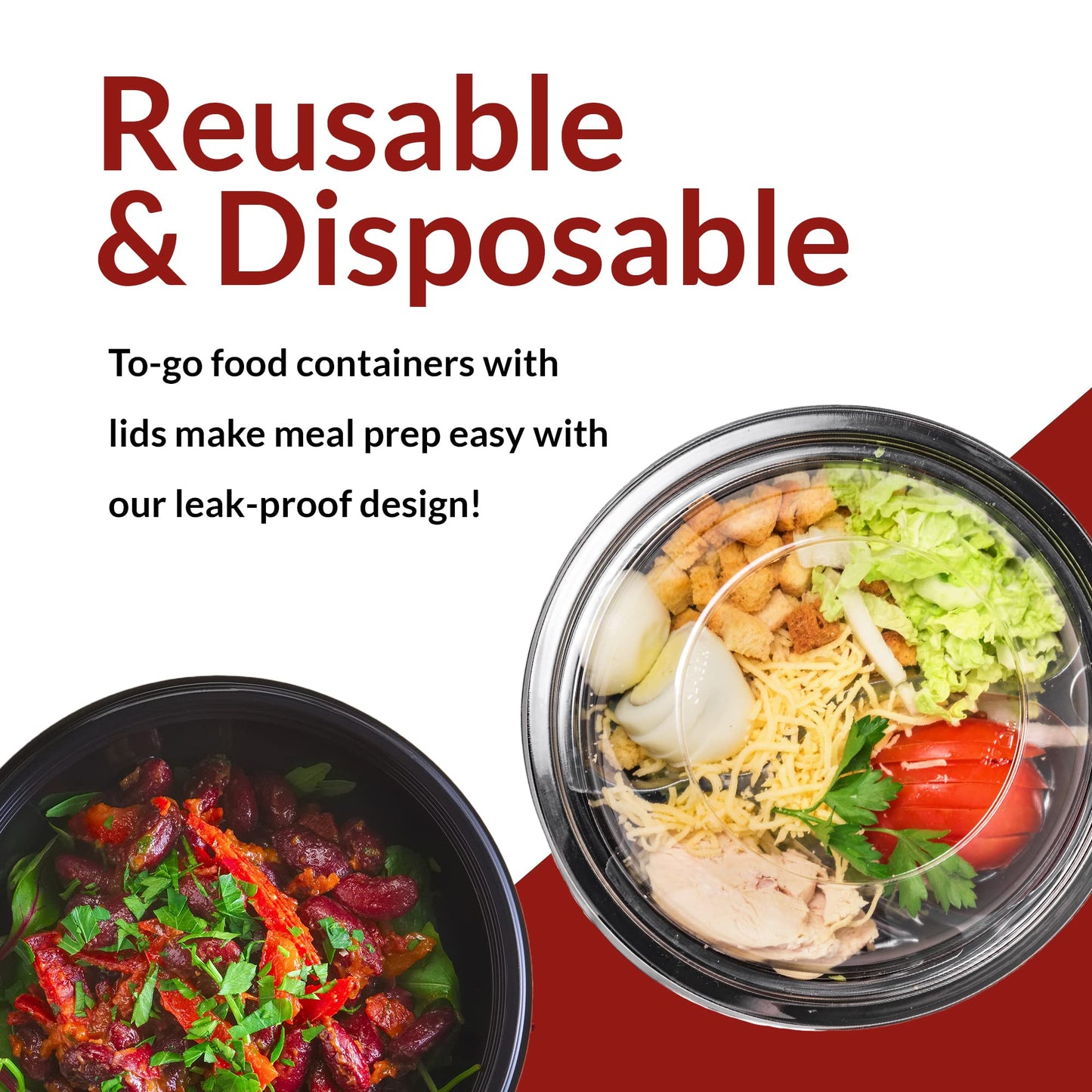 Reli. Meal Prep Containers, 32 oz. | 45 Pack | Reusable Meal Prep Bowls/Food Containers | Microwavable Bowls with Airtight Lids, Black Food Storage