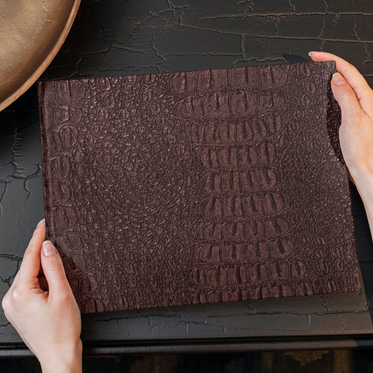 Alligator Fabric, Soft Textured Crocodile Vinyl Faux Leather, Gator Skin Embossed Upholstery DIY Craft and Clips Pleather Sheets – Individual 1 Yard Cut 36”x54” (Saddle)