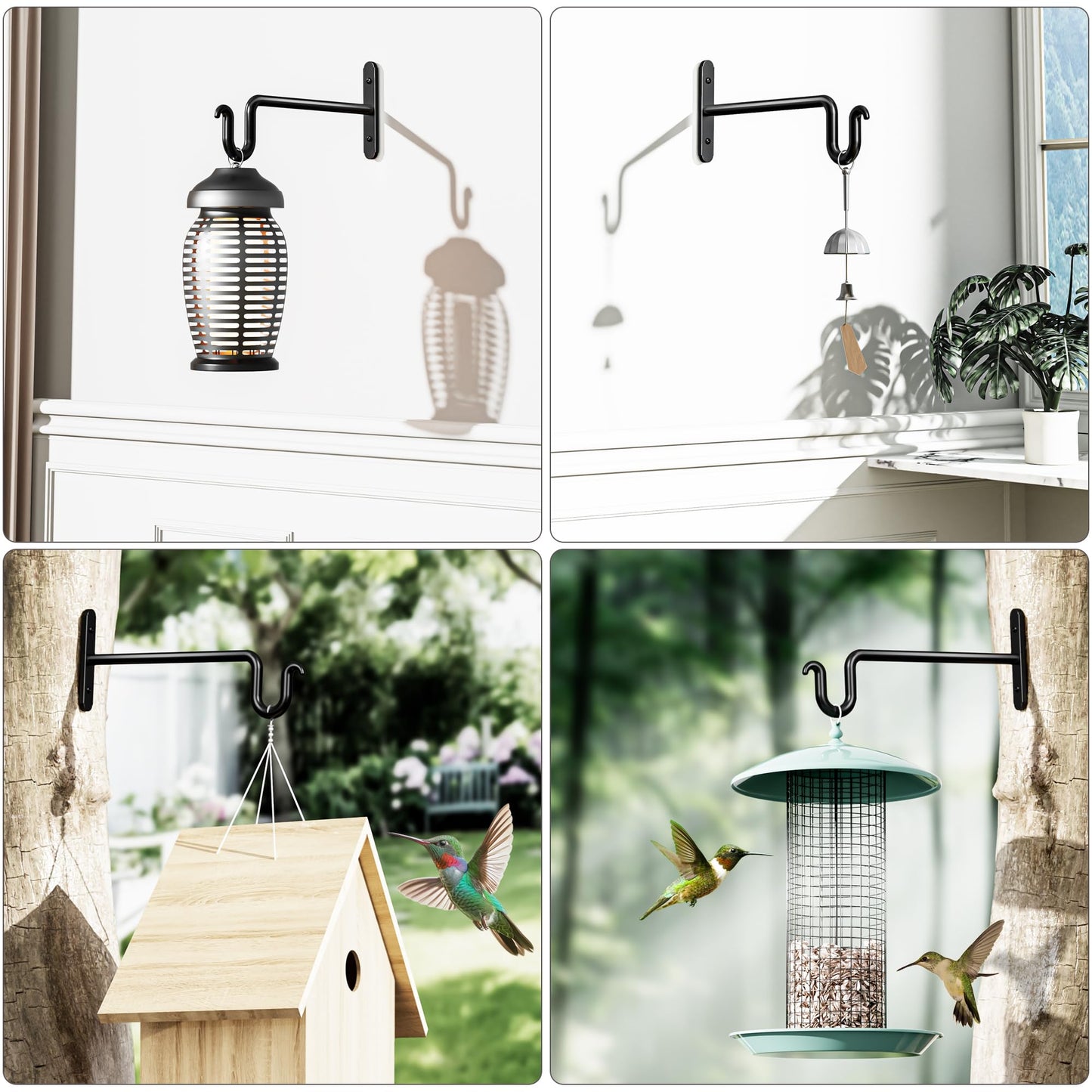 Qiuzido Hanging Plant Brackets 10 Inch - 2 Pack Plant Hanger for Hanging Plants, Plant Hook for Hanging Bird Feeders, Flower Baskets, Wind Chimes, Lanterns, Indoor or Outdoor.
