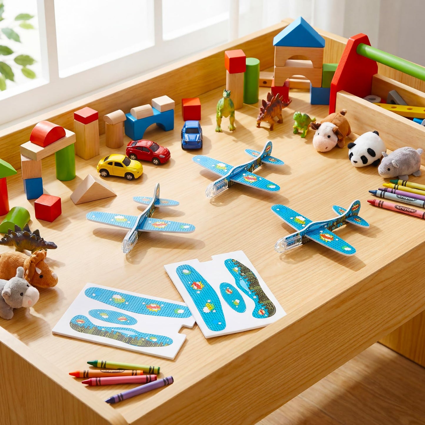 Skylety 50 Pcs Comics Foam Gliders Airplane Toys for Kids, Foam Paper Airplane, Comics Birthday Party Favors Goodie Bag Stuffers Outdoor Flying Toys Bulk Prizes for Kids Classroom