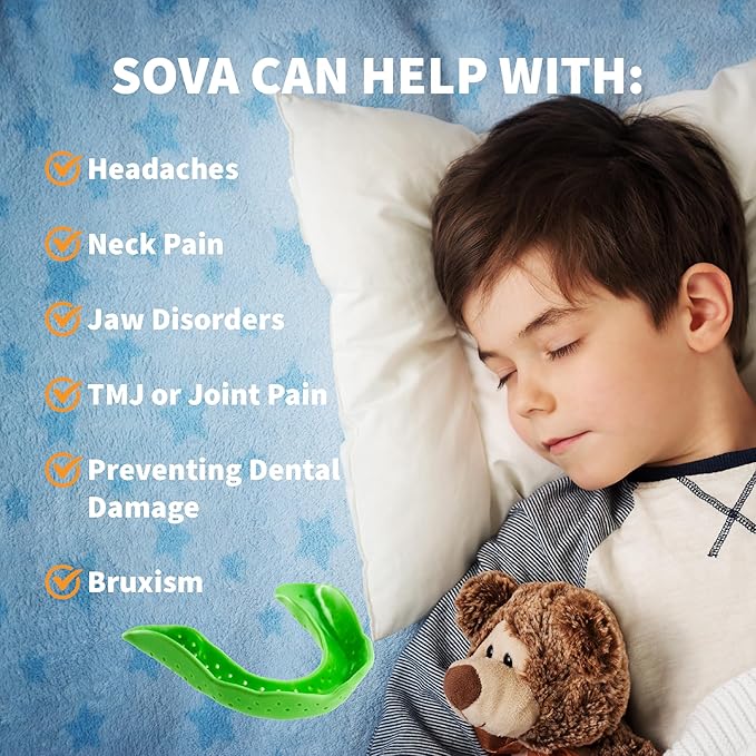 SOVA Junior Night Guard, Spring Green - 1.6mm Thin - Custom-Molded Fit - Protects Against Nighttime Teeth Grinding & Clenching - Odor & Taste Free - Remoldable Up to 20 Times