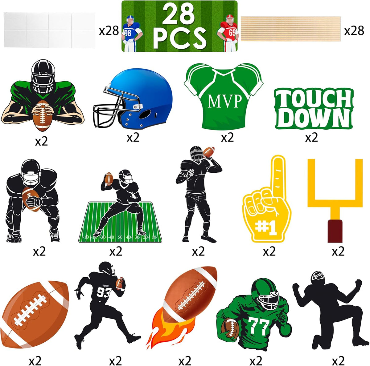 Football Birthday Party Centerpiece Sticks Rugby Ball Table Toppers Sports Theme Birthday Party Decoration Super Bowl Party Table Centerpieces for Football Touch Down Baby Shower Supplies