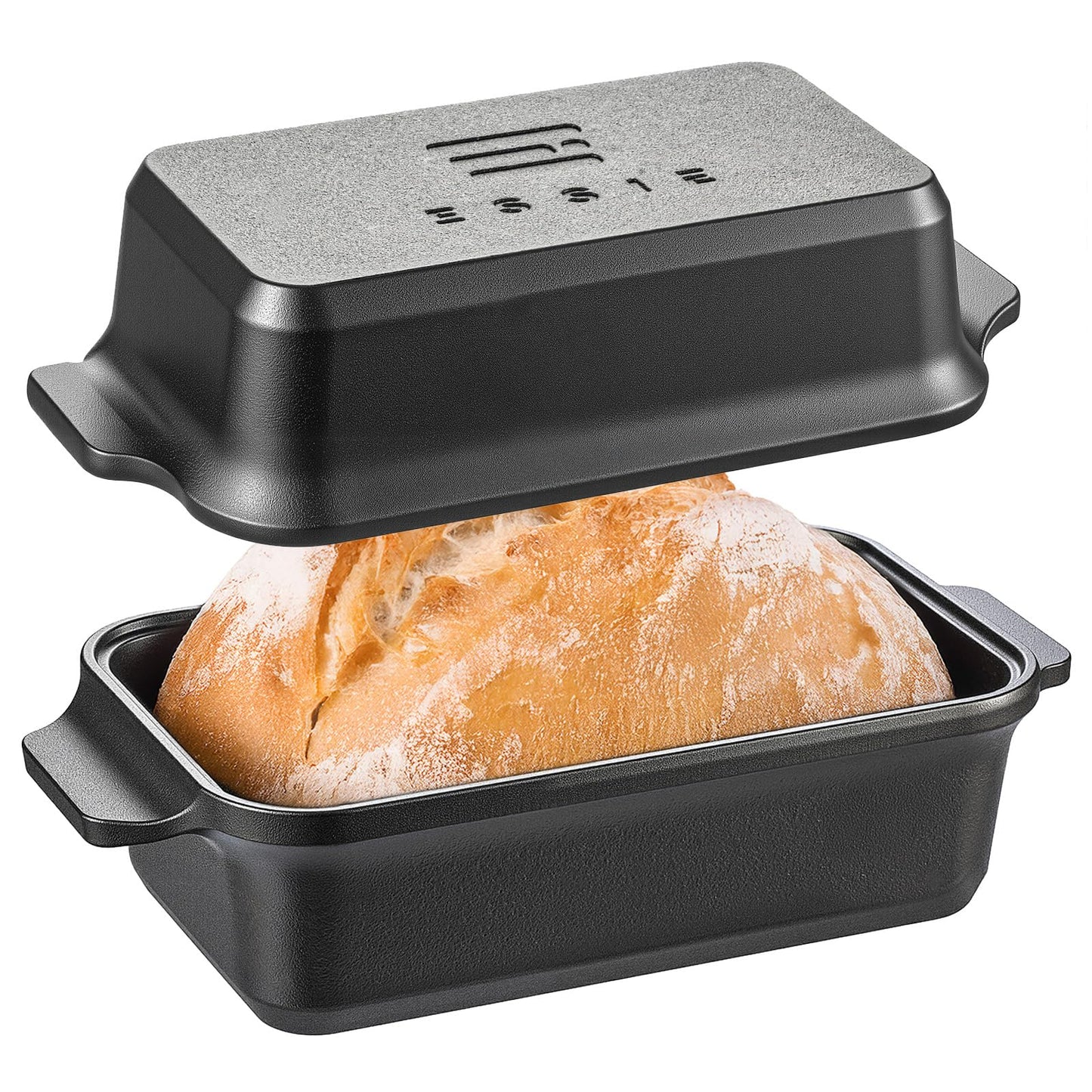 RYEDE Cast Iron Duct Oven for Sourdough Bread baking, 9×5 Loaf Pan with Lid, Bread Pans for Homemade Bread, 2 in 1 Dutch Oven Pot with Lid, Pre-Seasoned (4.5 QT)
