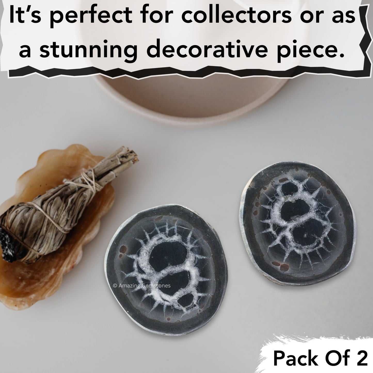 Amazing Gemstone Septarian Nodule Crystals and Healing Stones Mineral Specimen - Premium Semi Precious Gem Stones for Spiritual Growth - Healing Crystals Geode Clusters for Meditation
