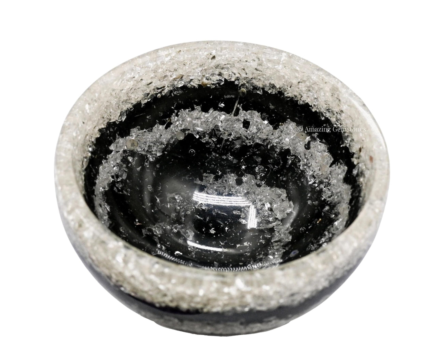 Amazing Gemstone - 3" Orgonite Black Tourmaline & Clear Quartz Crystal Bowl for Meditation, Crystals and Healing Stones Gift and Protection
