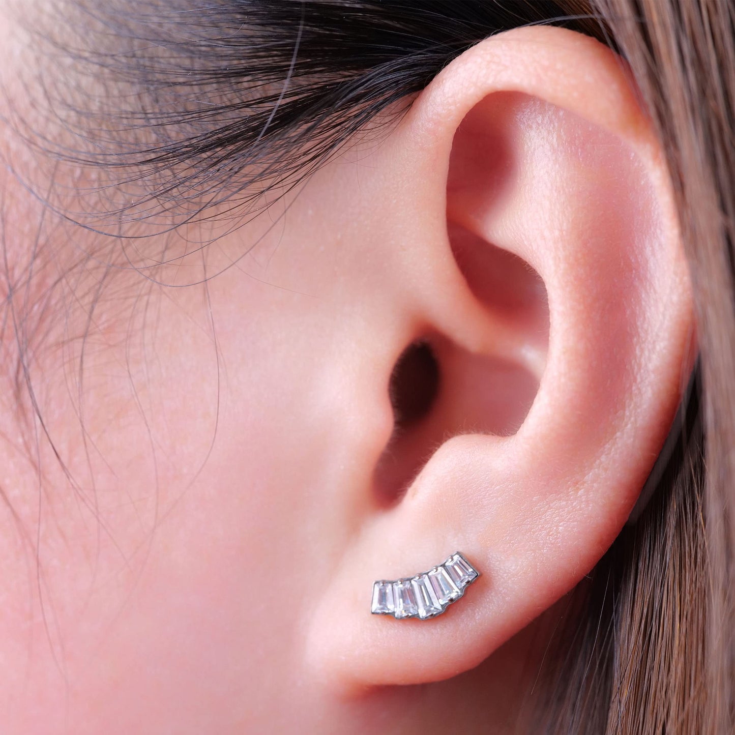Limerencia Hypoallergenic G23 Pure Titanium Earrings | Crown Cubic Zirconia | F136 Implant Grade Piercing Studs| Suitable for Sensitive Ears Delicate Jewelry (White CZ Cluster)