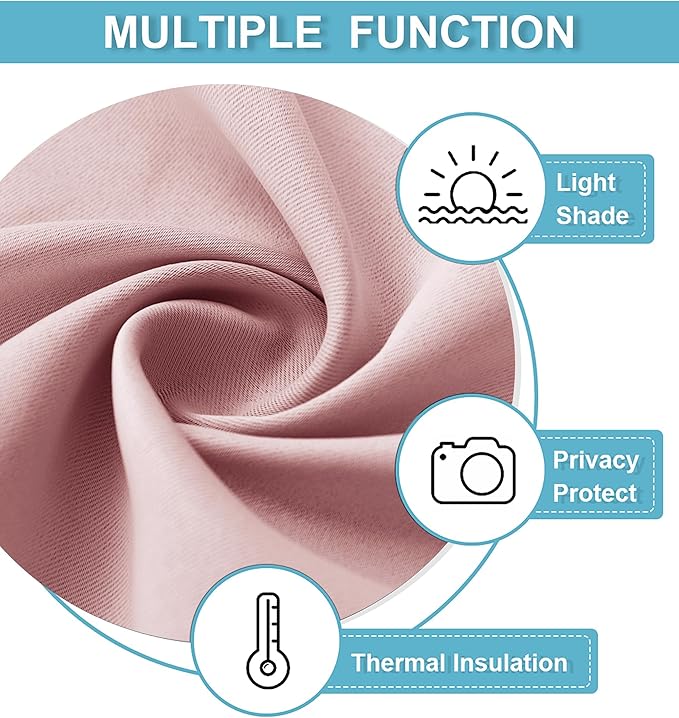 RYB HOME French Door Curtains for Door Window, Privacy Blackout Tricia Window Covering Light Blocking for Kitchen Dining Kids Nursery Bathroom, W26 x L80 inches, Orange Pink, 1 Panel