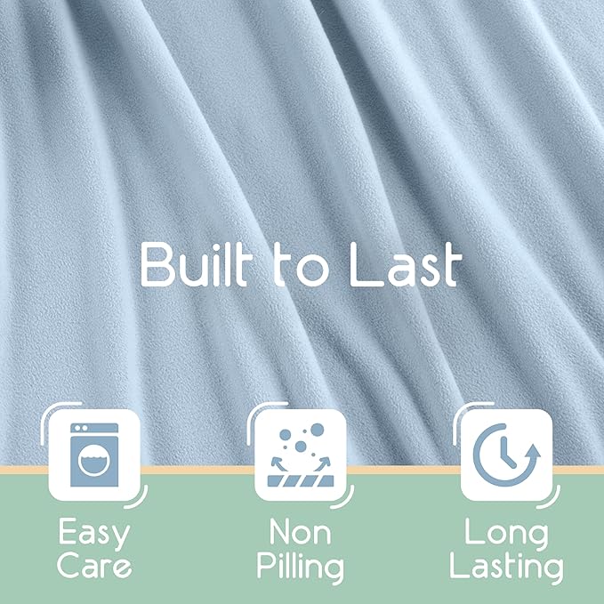 Vellux King Size Microfleece Blanket | Fleece Bed Blanket | All-Season Comfort| Supersoft Lightweight Throw Blanket | Plush Throw Blanket for Bed Couch or Sofa | Travel Blanket | Pet-Friendly | Blue