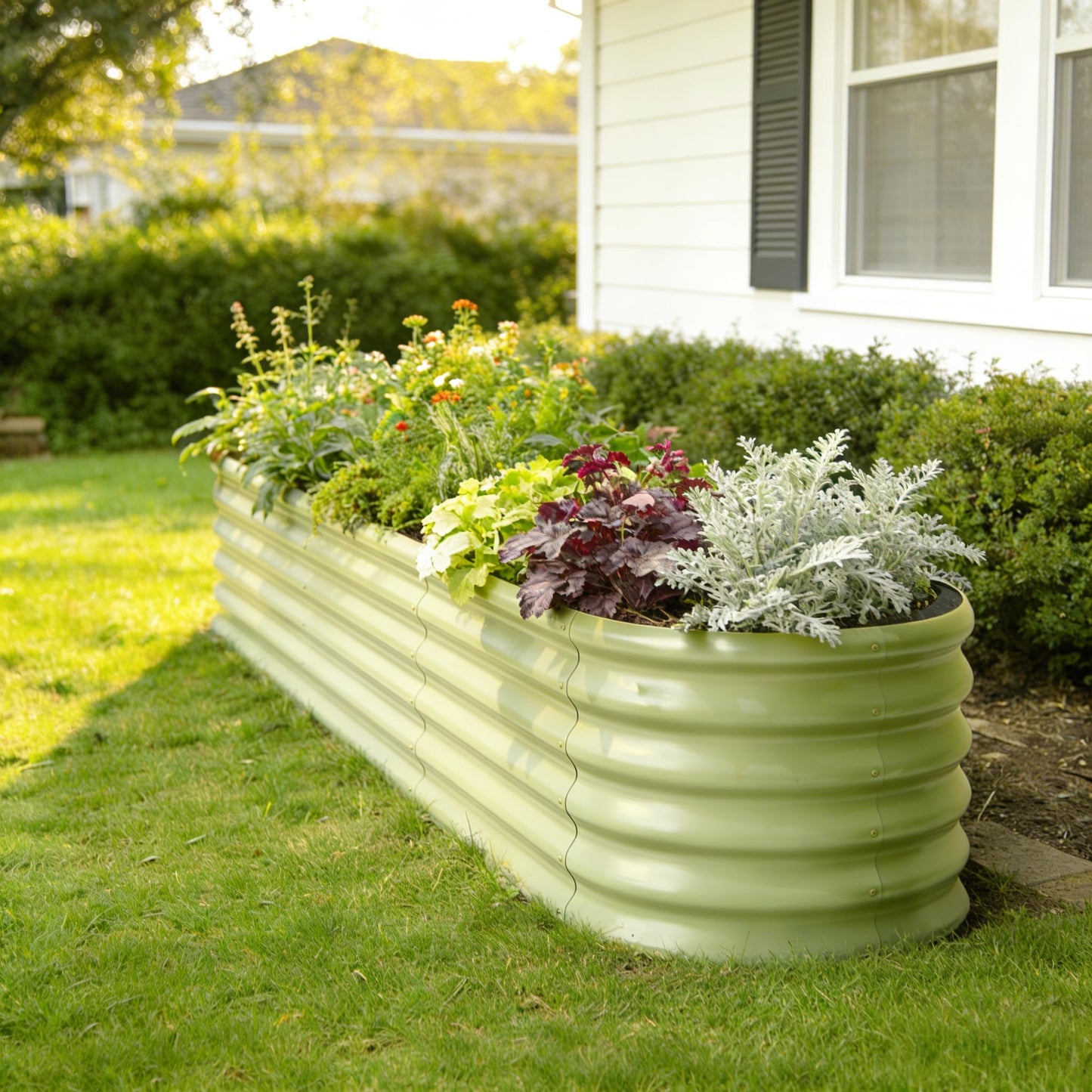 Annoell 4-Pack Raised Garden Bed 6x2x1.5 ft, 17" Tall Galvanized Metal Planter Boxes Outdoor, Durable Steel Flower Bed for Herb Strawberry, Zn-Al-Mg Garden Boxes for Small Space - Sand Beige