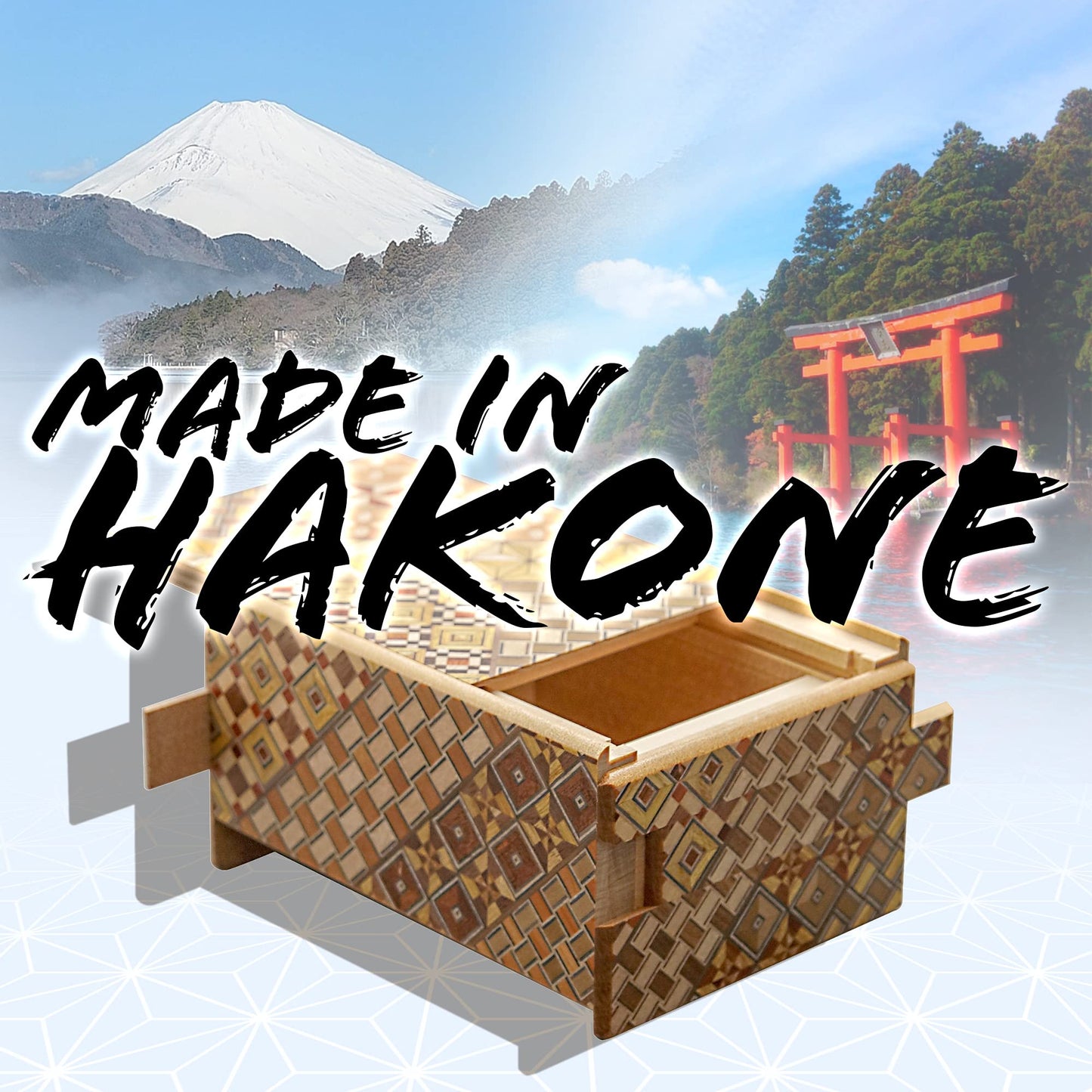 Warashibe Wooden Secret Puzzle Box, 4 Sun 10 Steps, Japan Made, with Original Gift Box