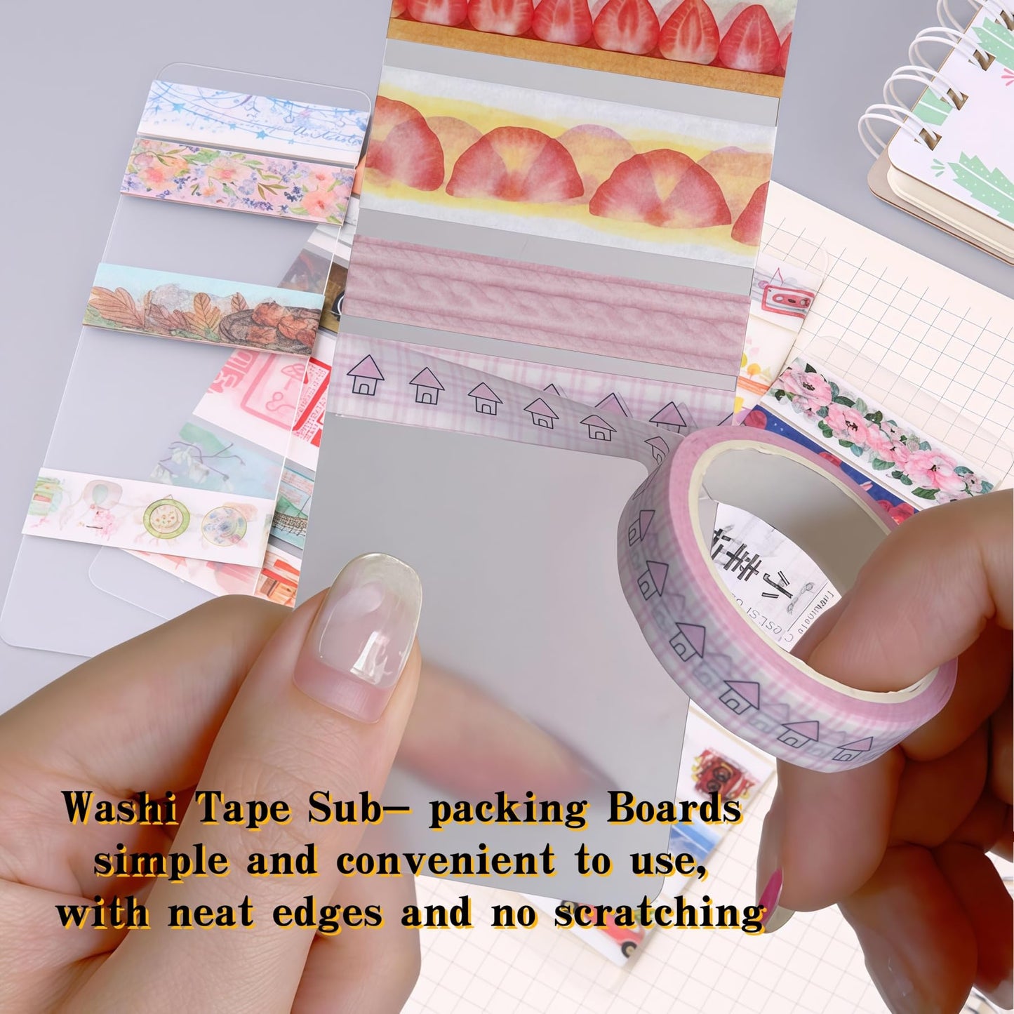 APZDFGIFCD 50Pcs Washi Cards, Storage Bookmark Washi Tape Plastic Blank Board Separate for Scrapbooking, Art Crafts, Display, Travel Journal,Office School Supplies,15cm x 5cm