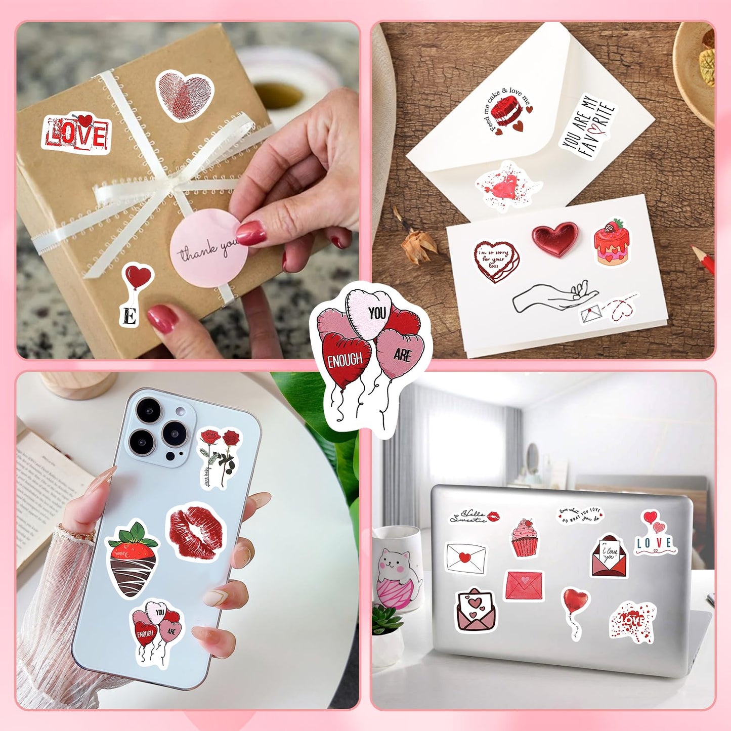 184Pcs Love Stickers for Scrapbooking, Waterproof Valentine's Day Decals, Scrapbook Stickers Love Themed Sticker Pack, Cute Heart Stickers for Couples Envelope Diary Planner Letter DIY Decor (4Boxes)