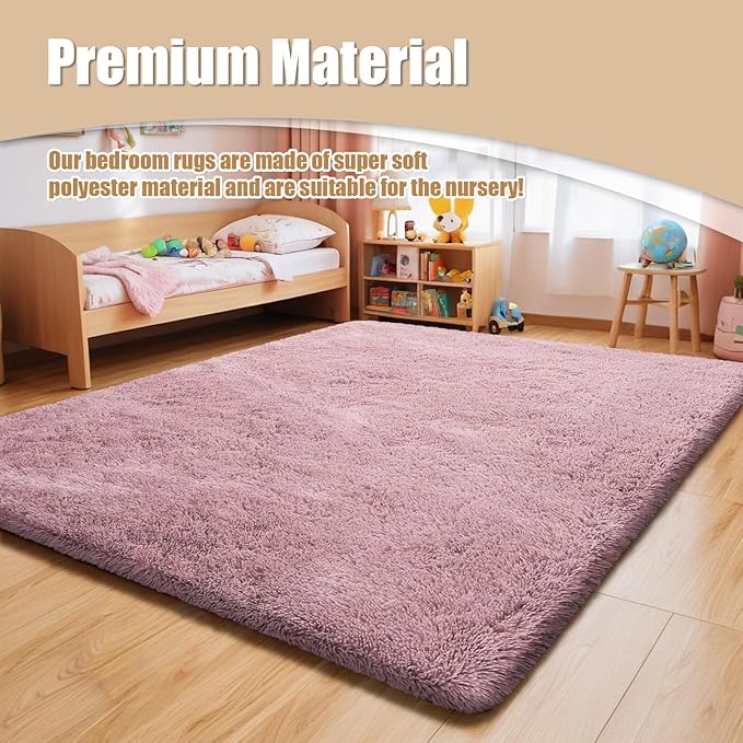 6x9 Fluffy Area Rug for Living Room,Shag Area Rugs for Bedroom,Blush Soft Fuzzy Rug Non-Shedding Indoor Plush Carpet for Kids Bedroom Nursery Dorm Home Decor