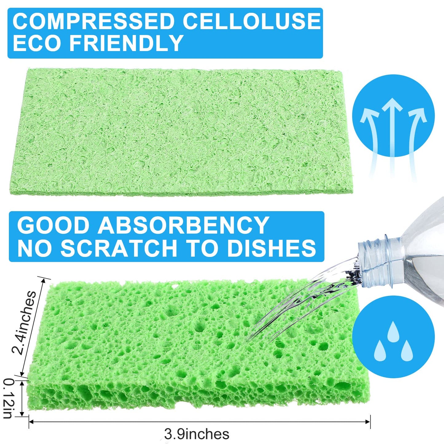 Zhengmy 100 Pieces Sponges Bulk Sponges Kitchen Compressed Sponge Natural Dish Sponge Compressed Wood Pulp Cleaning Without Scratching for Kitchen Bathroom, 3.9 x 2.4 x 0.12 Inch (Multicolor)