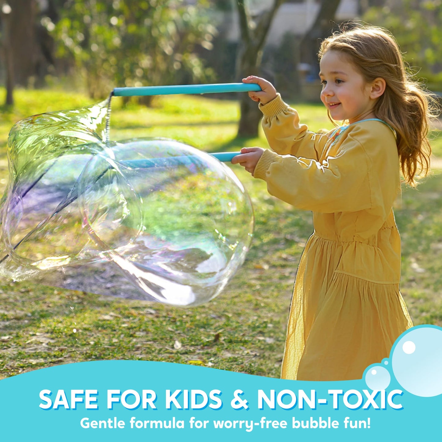 SYNCFUN Giant Bubble Solution (Up to 4.5 Gallons), 6 Pouches Concentrated Solution Refill for Bubble Machine, Wands, Blower, Easter, Outdoors Activity
