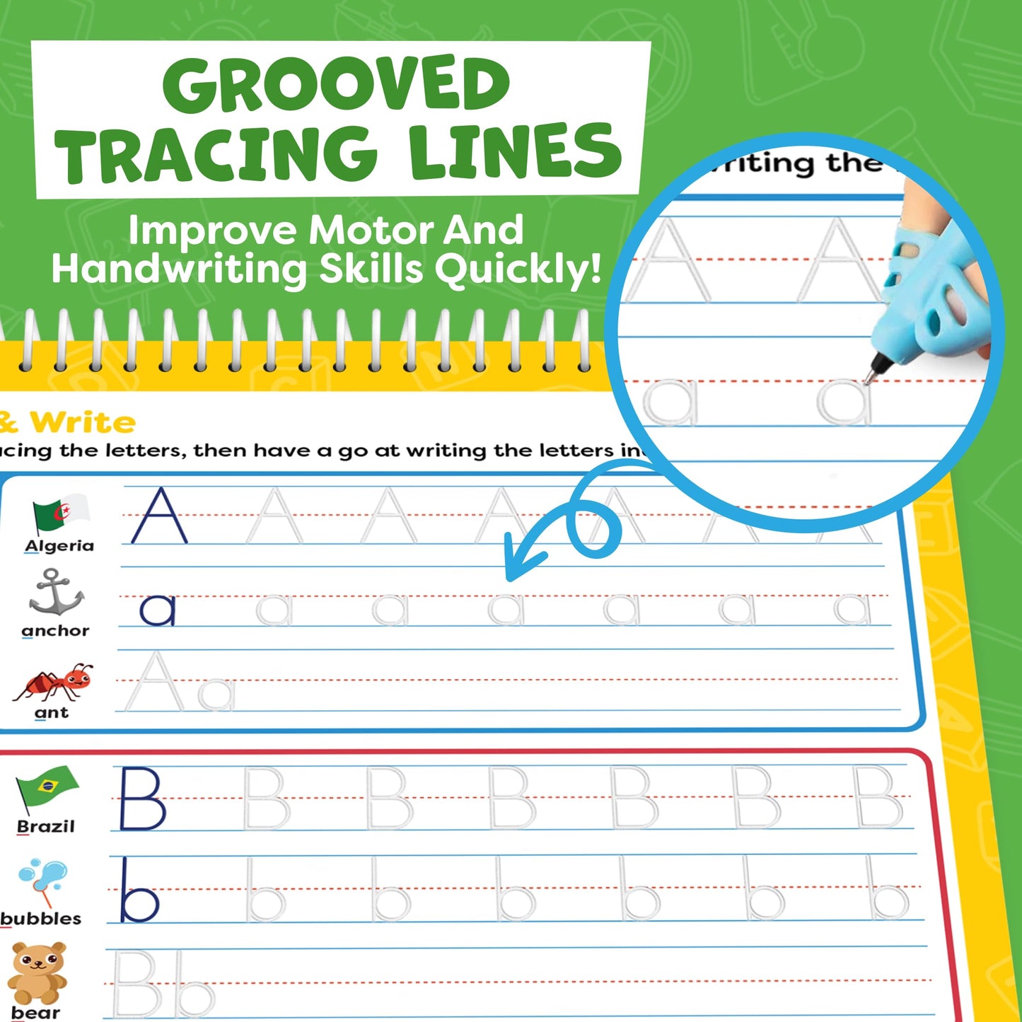 Magic Grooved Writing Practice for Kids Age 3-5 - Grooved Writing Books for Kids 3-5 - Handwriting Practice for Kids 5-7 - Tracing Books Toys for 4 Year Old - Preschool Learning Activities