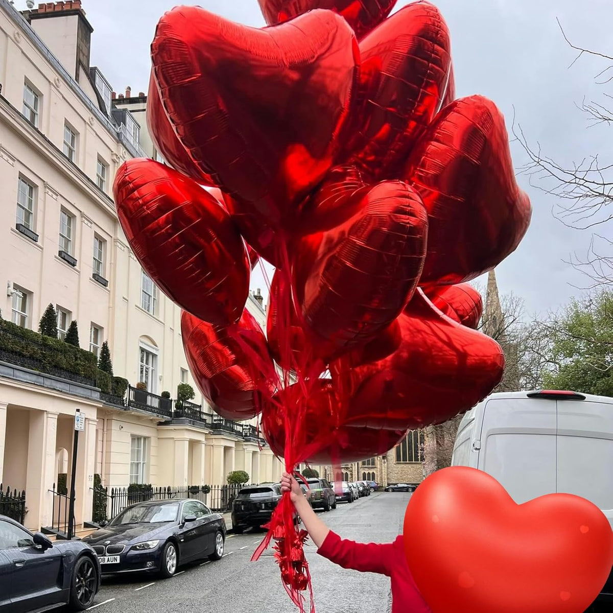 Red Heart Balloons, 18 Inch Metallic Red Foil Balloon Helium 10Pcs Large Ruby Heart Shape Foil Balloons for Wedding Girls Women Birthday Anniversary Bachelorette Valentines Day Baby Shower Mother Day