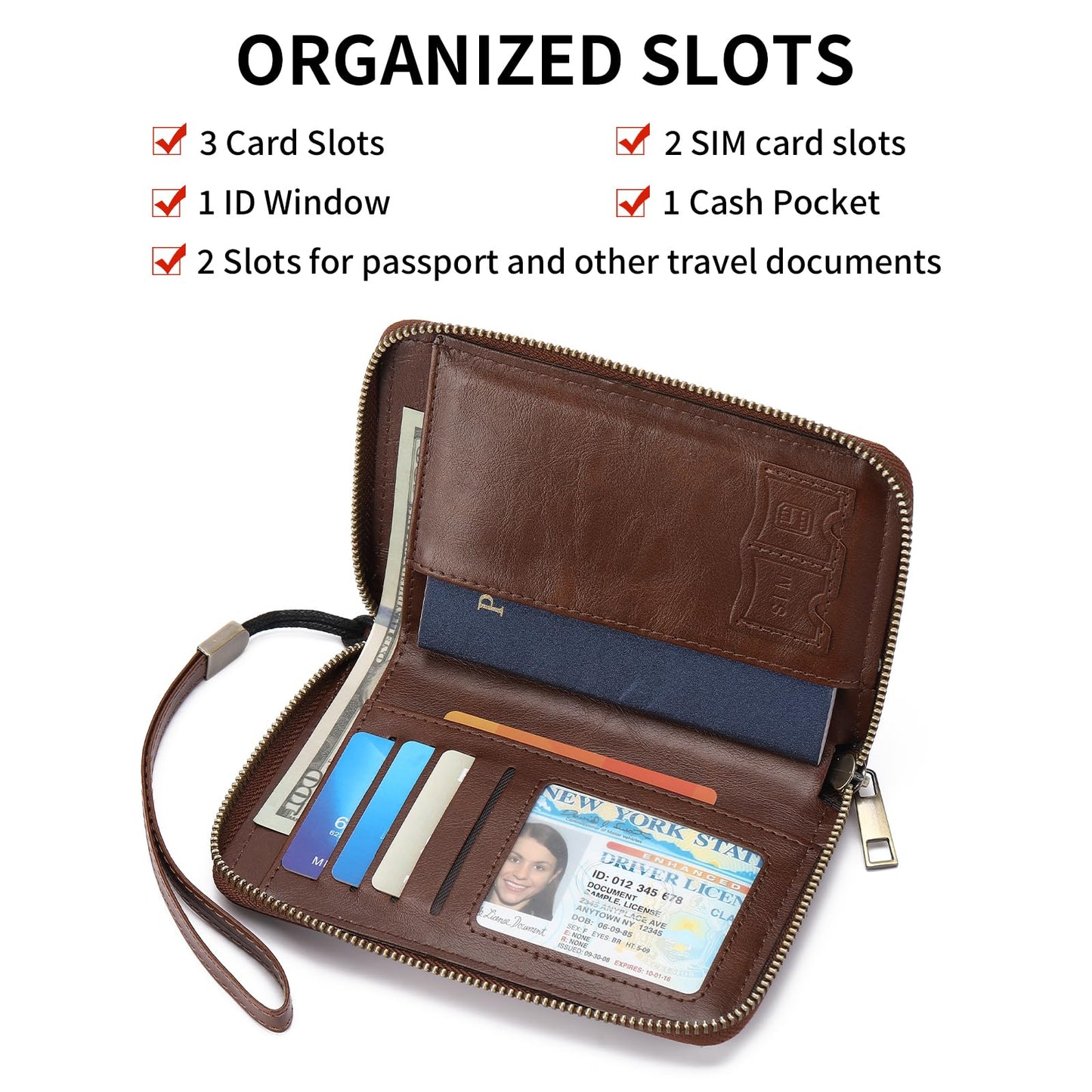 LEEXTON RFID Blocking Passport Holder for Wallet,with Zipper Travel Wallet Credit Cards Case Women Men Passport Cover Wallet