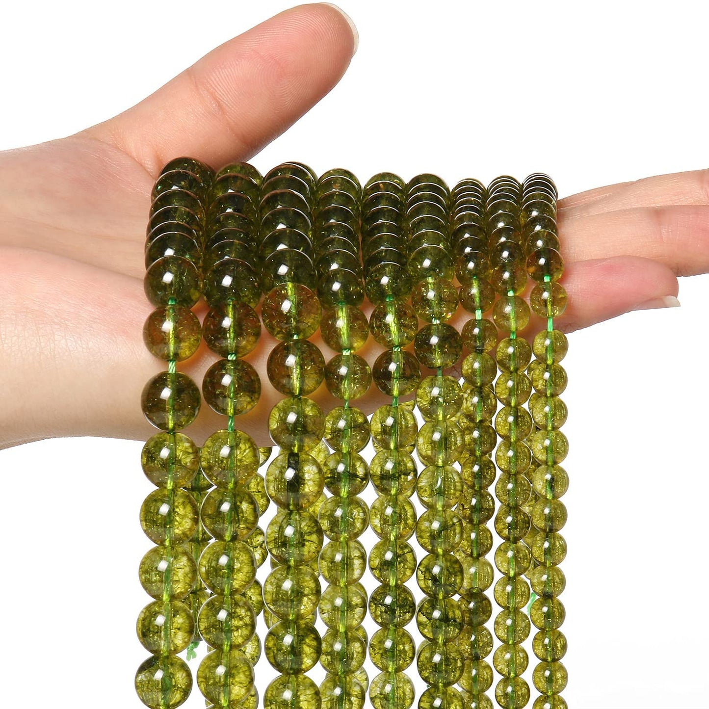 About 45pcs 8mm Natural Stone Beads Peridot Beads Crystal Gemstone for Jewelry Making, DIY Bracelet Necklace