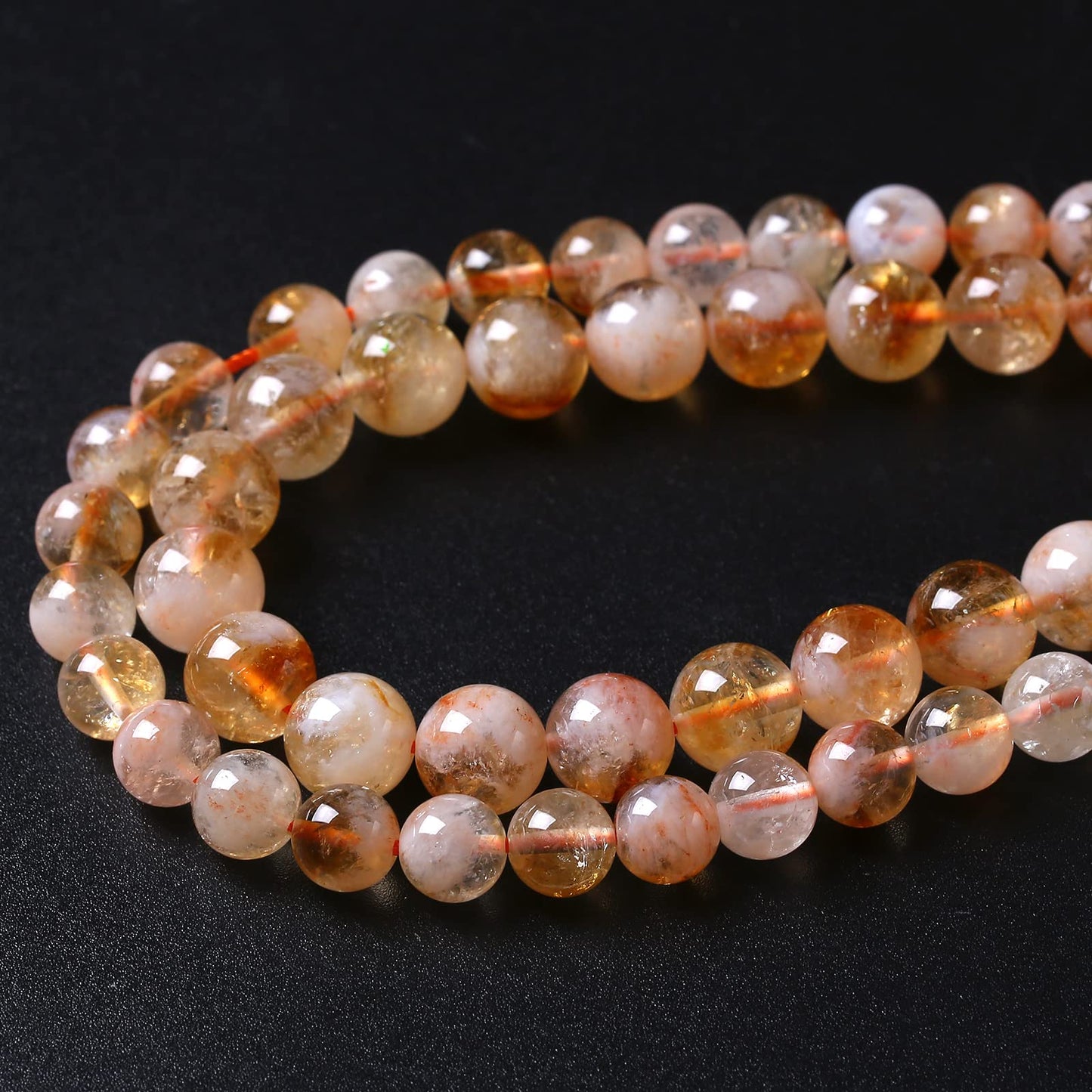 36PCS 10MM Natural Citrine Cloudy Lace Crystal Quartz Beads Healing Energy Gemstone Beads for Jewelry Making DIY Bracelet Necklace 15" (Cloud Citrine, 10mm)