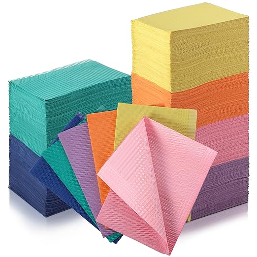Newwiee 750 Pcs Disposable Dental Bibs Bulk Waterproof Tattoo Sheet Patients for Lash Nail Art Tray Cover 13" x 18"(Rainbow)