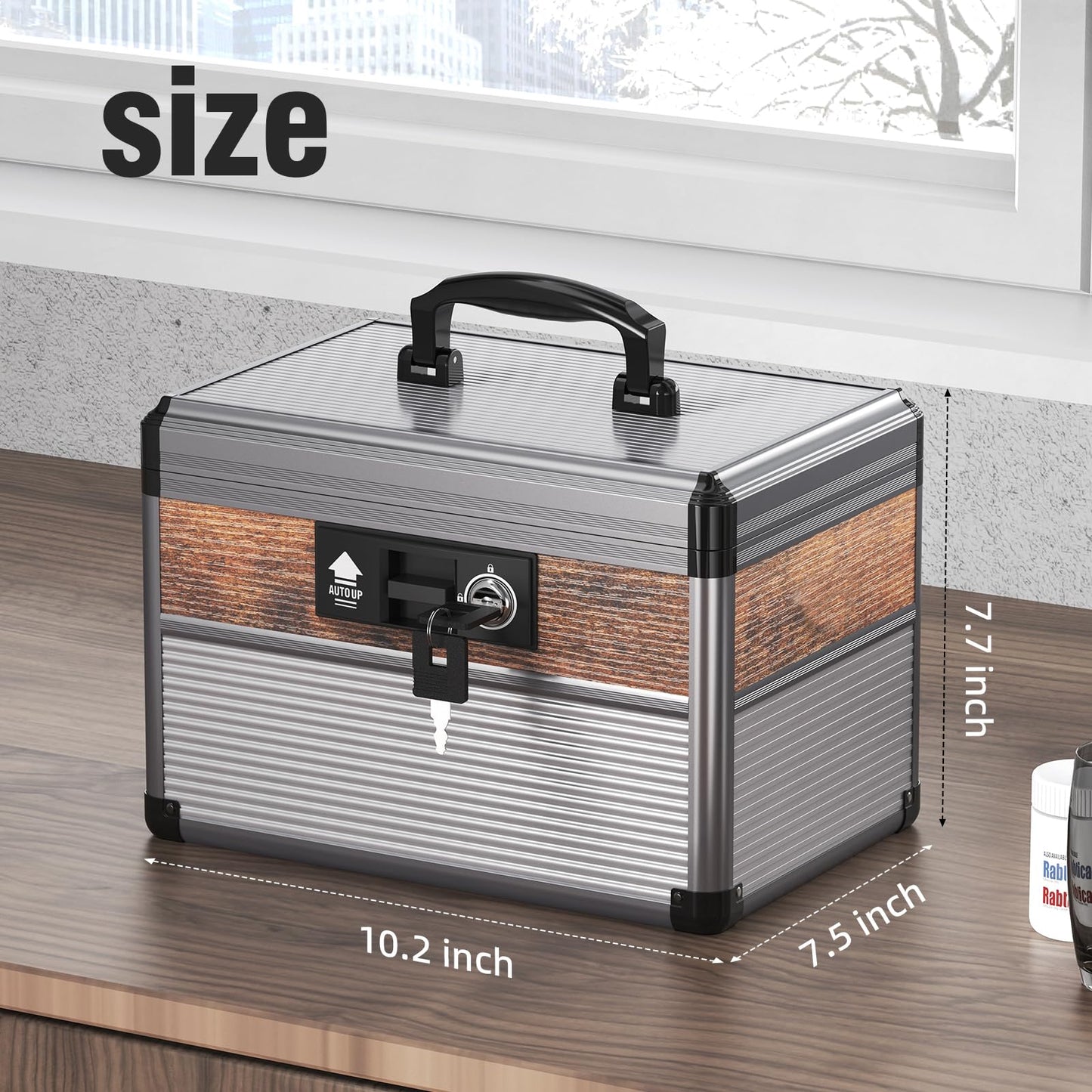 Glosen Medicine Lock Box,locking medicine box, Security Lock Boxes，lock box, First Aid Key Safe Box,Lock Box for Medication