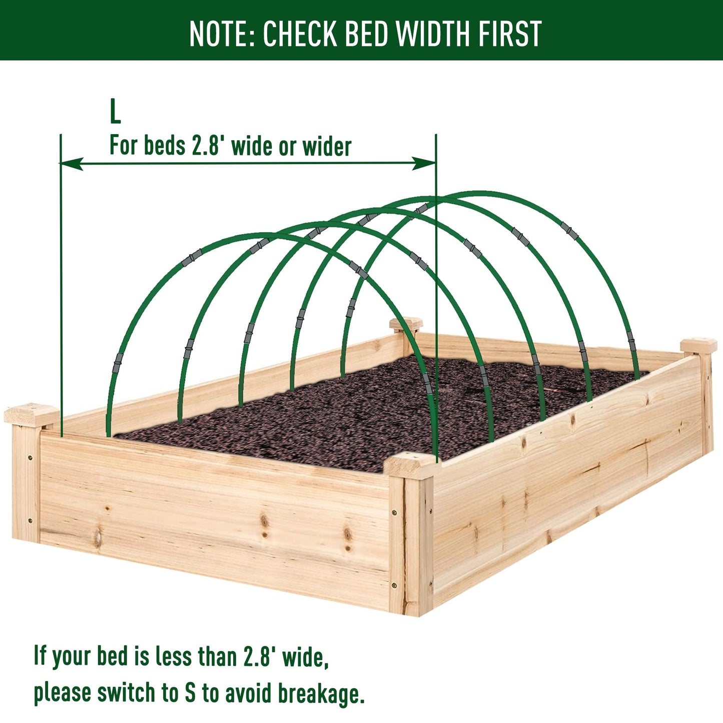MAXPACE Greenhouse Hoops for DIY 2.8ft or Wider Grow Tunnel, Rust-Free Fiberglass Support Hoops Frame for Garden Fabric, DIY Plant Support Garden Stakes, Gardening Supplies, 25pcs