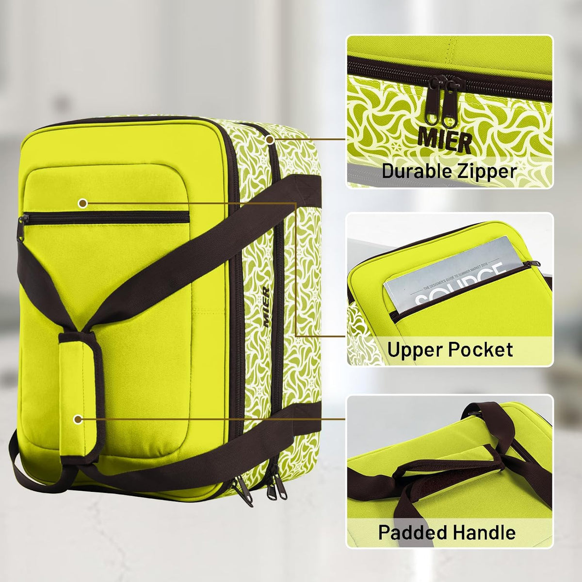 MIER Insulated Casserole Carrier Fits 9"x13" Baking Dishes/Foil Pans, Double Food Carriers Bag Thermal Holder for Hot or Cold Food Lasagna Lugger Potluck Parties Picnic Travel, Green
