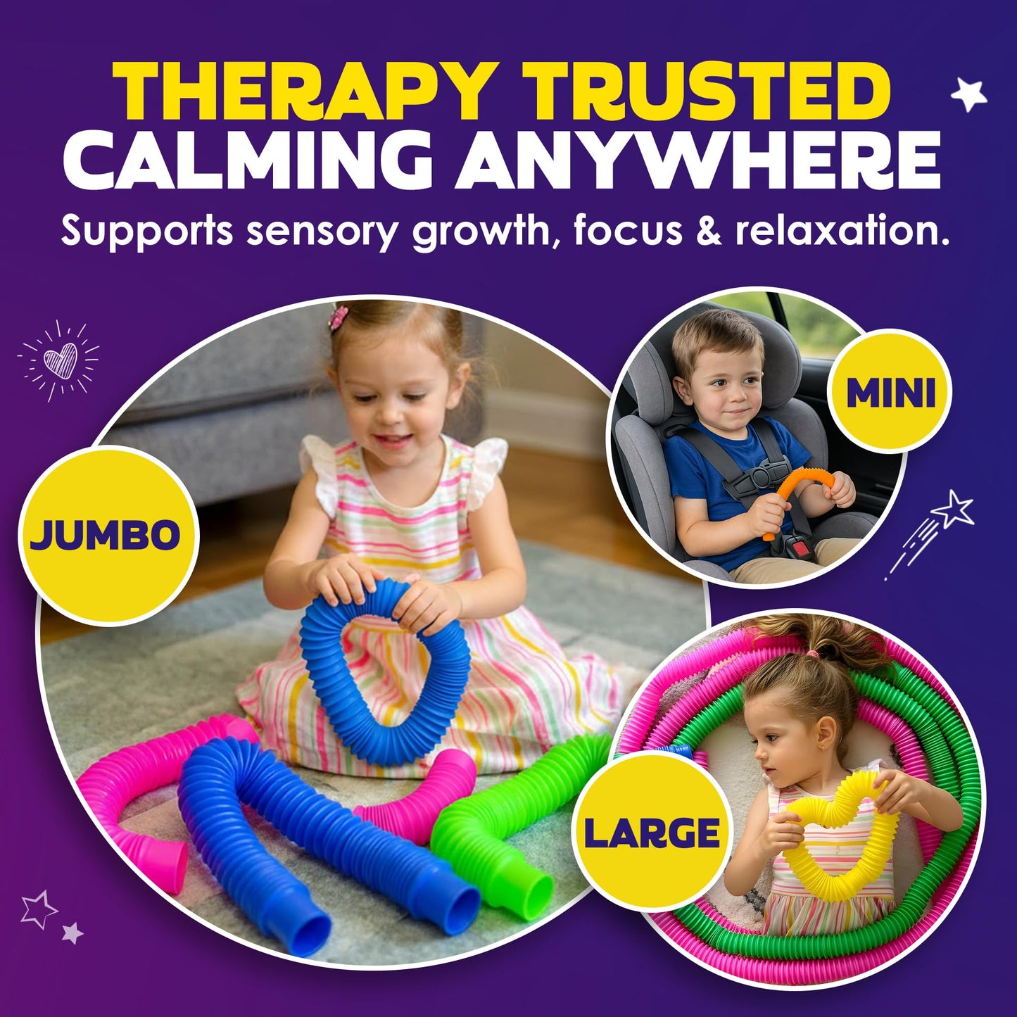 Nutty Toys Jumbo Pop Tubes - 8-Pack XL Sensory Toys - Creative STEM Learning for Kids - Connect & Pop! Top ADHD Autism Fidget 2026, Best Boy & Girl Easter Essentials & Easter Basket Stuffers Gift Idea