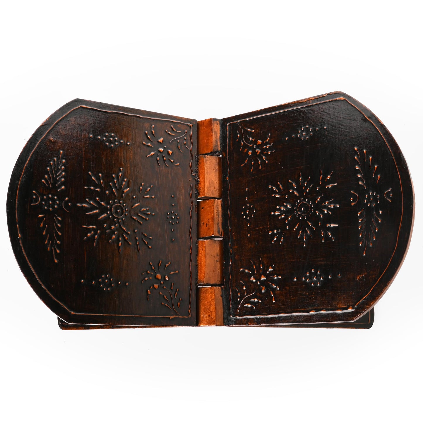 Handmade Wooden Holy Book Stand - Brown Handcrafted Indian Traditional Book Rest for Religious Prayer and Gifting (Design-2)