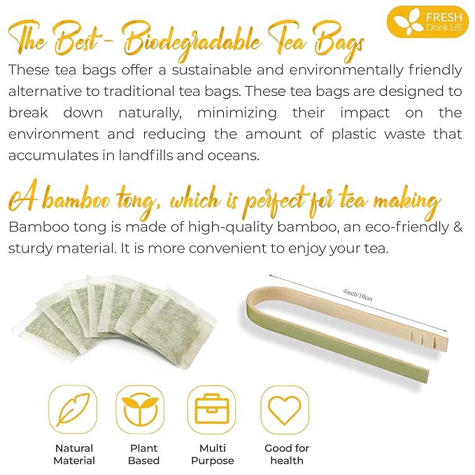 FreshDrinkUS, Premium 50 Barley Tea Bags, 100% Natural & Pure from Barley. Herbal Tea. Made with Natural Material Tea Bags. No Sugar, No Caffeine, No Gluten, Vegan.