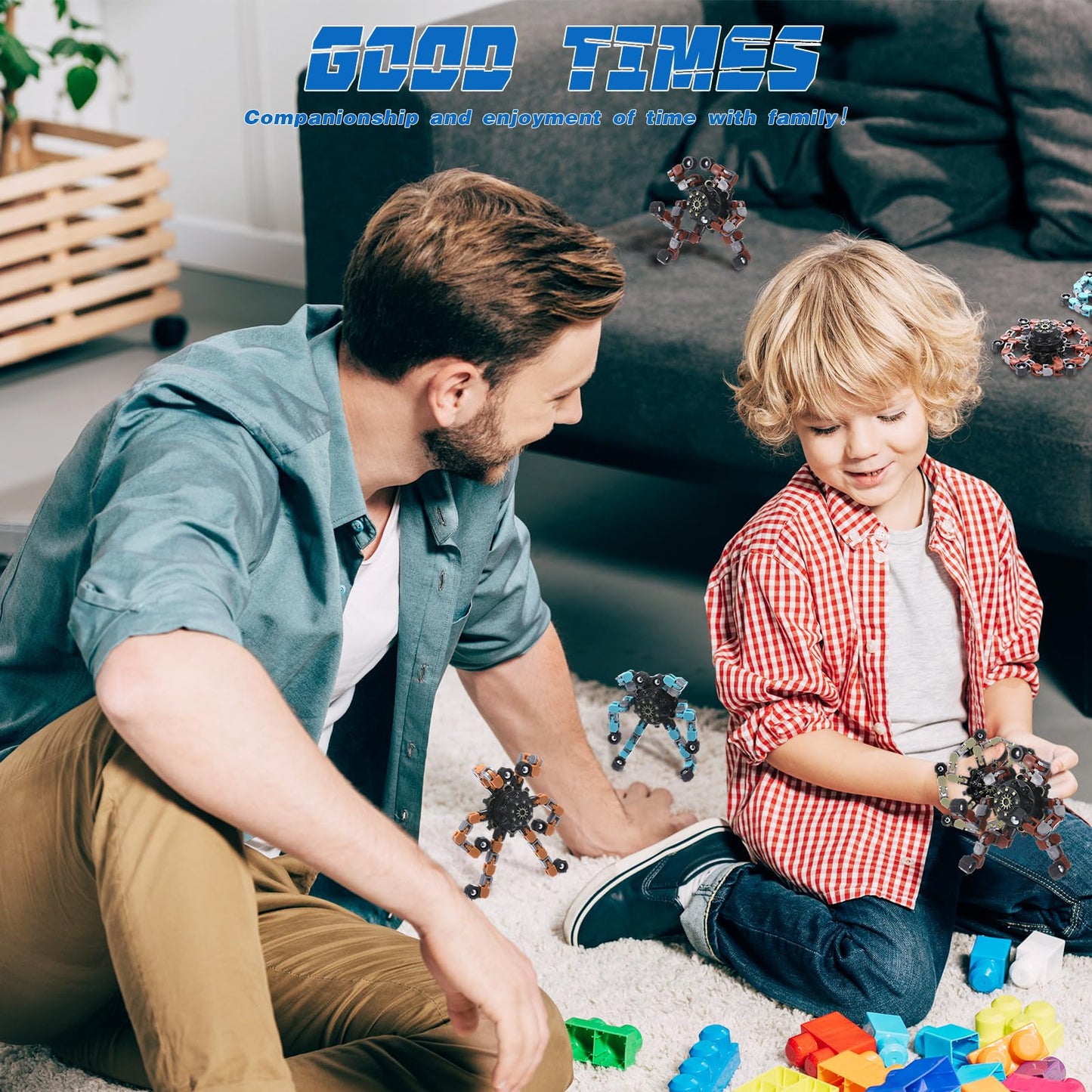 Foilswirl 48 Pcs Funny Sensory Fidget Toy Bulk for Kids Transformable Chain Robot Finger Toys Stress Relief Spinner DIY Deformation Mechanical Toys for ADHD Autism Kids Adults