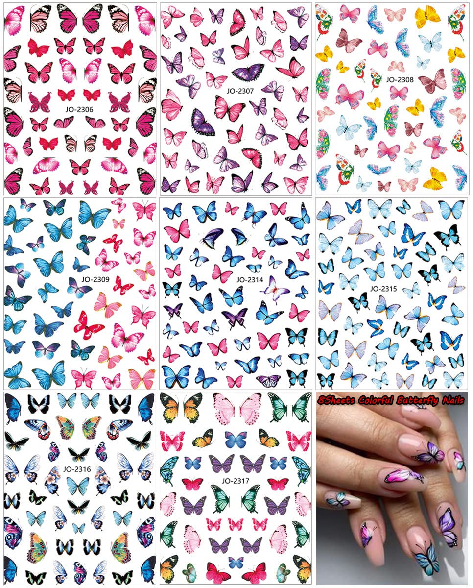 Butterfly Nail Art Stickers, 3D Decals - Self-Adhesive Butterflies Wing Designs for Women, DIY Nail Decoration