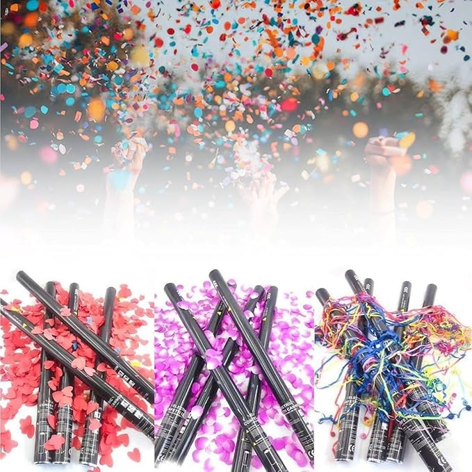 25PCS Confetti Cannon Wedding, Air Powered Party Popper Perfect, Party Streamers 80cm Electric Confetti Cannons - Compatible with Confetti Machine, for Graduation, New Years Gold
