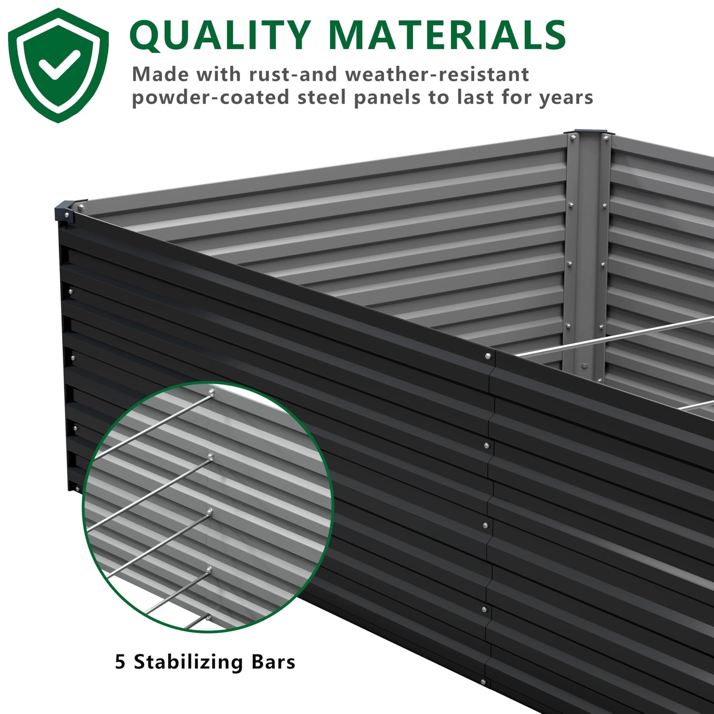 DIIYIV Galvanized Raised Garden Bed Kit Outdoor Patio,6x3x2ft Large Rectangular Metal Planter Boxes,Deep Root Box Planter for Gardening,Vegetables,Flowers,Herbs-Black