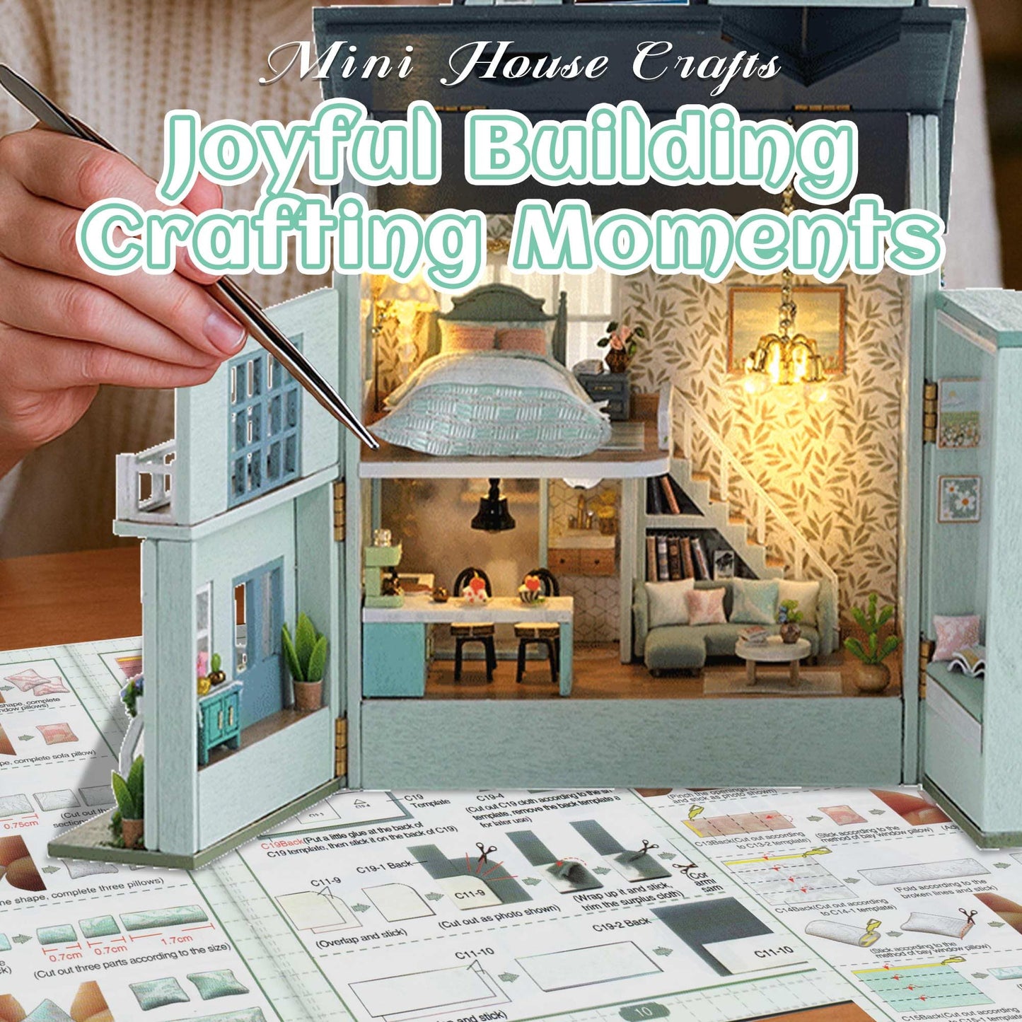 Flever Dollhouse Miniature DIY House Kit Creative Room with Furniture for Romantic Valentine's Gift (Warm House)